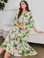Leah™ | Floral Print Ruffle Dress