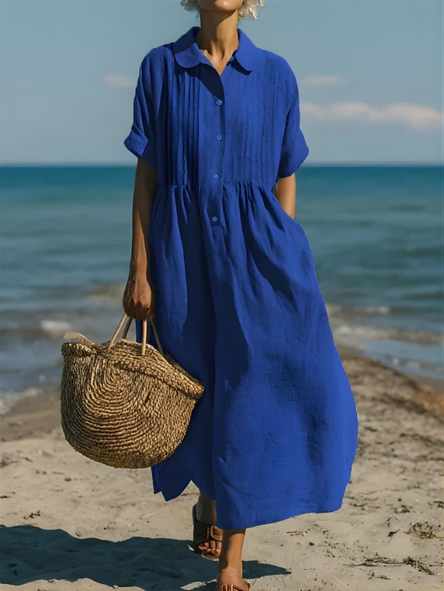 Davina™ Cotton Button Shirt Dress