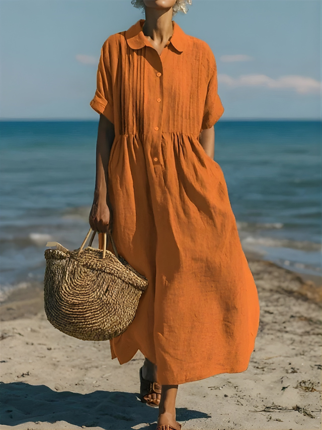 Davina™ Cotton Button Shirt Dress