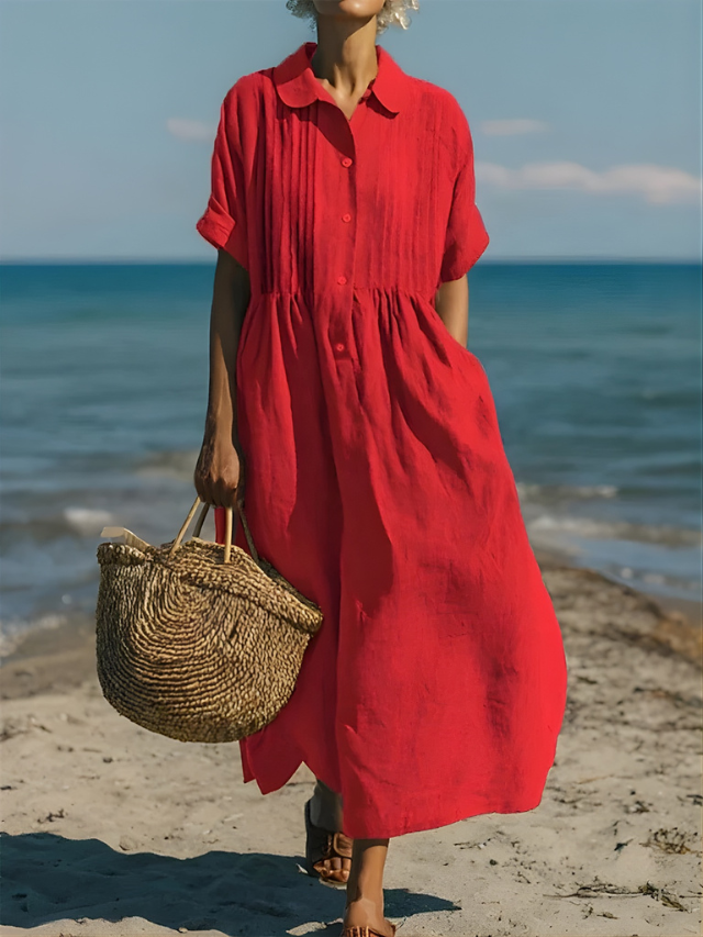 Davina™ Cotton Button Shirt Dress