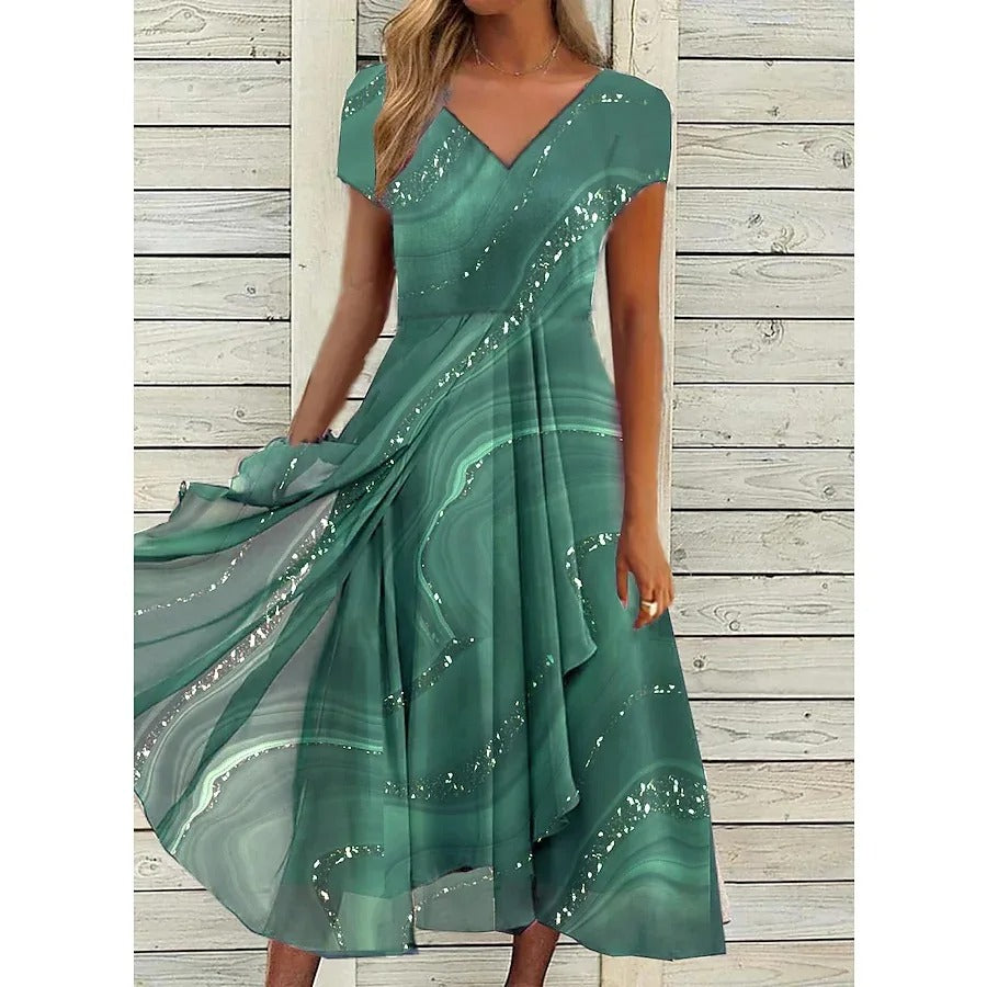 Josephine™ | Elegant V-Neck Midi Dress